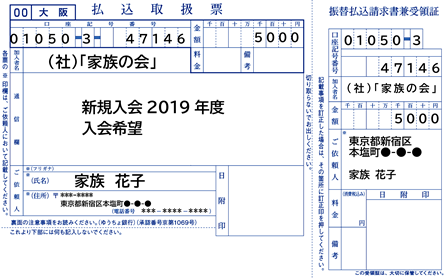 記入見本（郵便局の窓口にある用紙の場合）